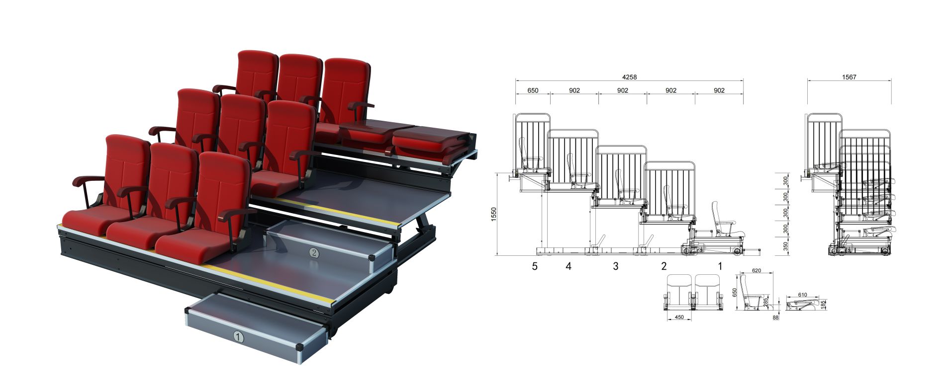 舒克前置伸縮看臺